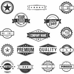 Fototapeta premium Vintage badge. Retro brand name logo badges, company label and hipster frame vector illustration set 