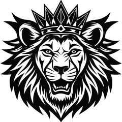 Wild lion head vector art illustration, a powerful animal mascot symbol