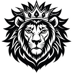 Wild lion head vector art illustration, a powerful animal mascot symbol