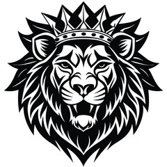 Wild lion head vector art illustration, a powerful animal mascot symbol