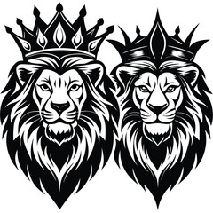 Wild lion head vector art illustration, a powerful animal mascot symbol