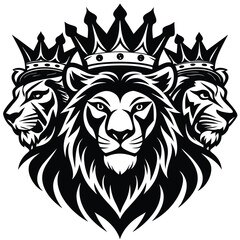Wild lion head vector art illustration, a powerful animal mascot symbol