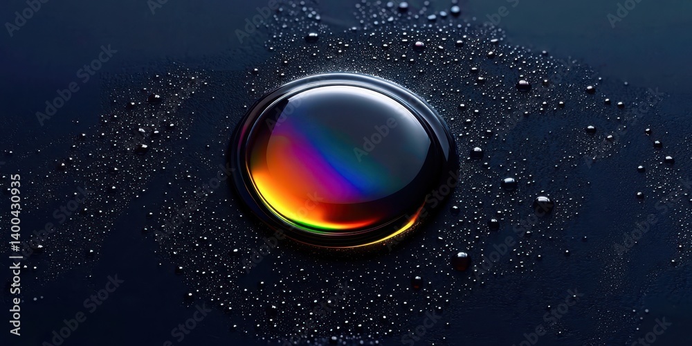 Aufkleber a colorful drop of water is floating on a black background