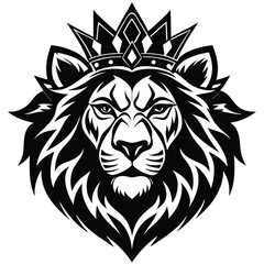 Wild lion head vector art illustration, a powerful animal mascot symbol
