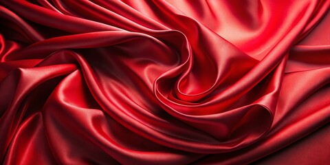 Obraz premium Luxurious Red Fabric Texture: Shiny, Smooth Drape with Copy Space - Stock Photo