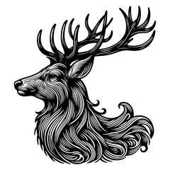 Deer Black And White Outline Vector