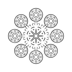 orange slice snowflake mandala line art vector ill.eps