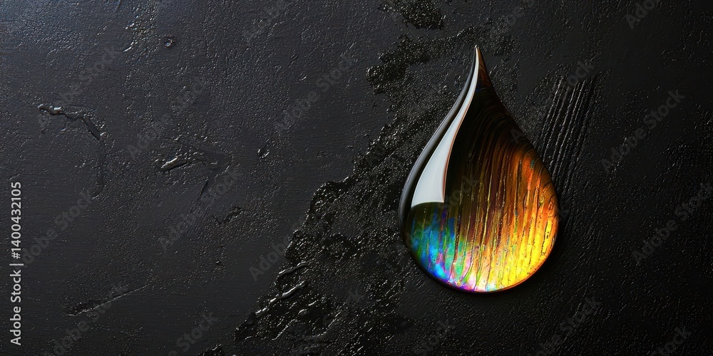 Aufkleber a colorful drop of water is floating on a black background