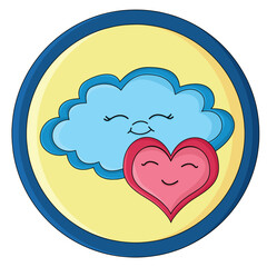 Cute cartoon hand drawn vector Physical and Emotional Bonding heart and cloud clipart.