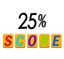 25% score illustration with white background 