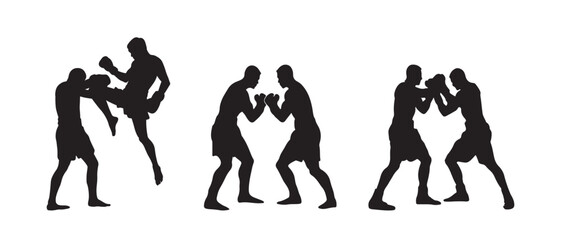 Silhouette of Boxing vector illustration on white background.