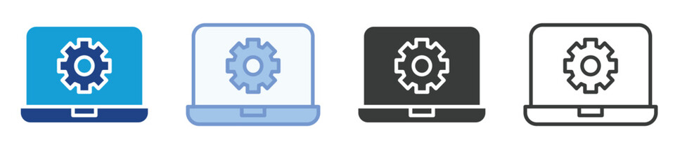 Gear in Laptop Icons Collection – Multiple Vector Styles Icons