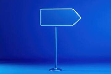 A minimalist blue direction sign pointing to the right direction