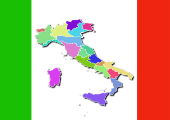 High-resolution illustration of the map of Italy, showcasing the complete geographical shape of the country