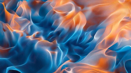 Obraz premium Soft digital waves of blue and orange forming a contemporary abstract background in vector style