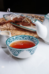 fresh and delicious tea with milk