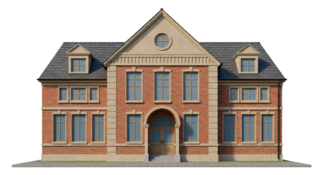 Isolated Brick School Building