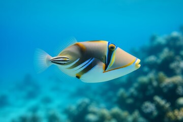 Colorful Fish Swimming Gracefully Through Clear Tropical Waters Near Vibrant Coral Reefs