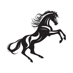 Obraz premium Black horse silhouette vector illustration of a running wild stallion in a simple artistic design