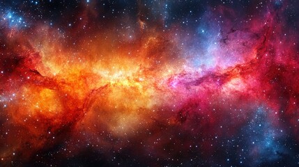 Fototapeta premium Cosmic nebula emitting light amidst distant stars against dark, vast space