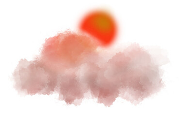 A vibrant depiction of a sunset with glowing orange hues and textured red clouds creating a dramatic and mesmerizing contrast against a dark and minimalistic backdrop png