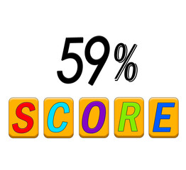 Fifty nine percent score sign illustration 