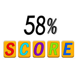 Fifty eight percent score sign illustration 