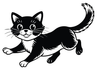 Cute black and white cat vector illustration of a sitting feline