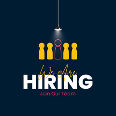 We are hiring to join the team announcement, hiring recruitment open vacancy design. we are hiring creative post.	