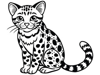 Cute black feline cartoon vector illustration of a leopard cat