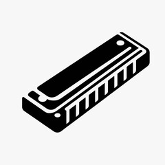 Harmonica Reed Silhouette in black on a white background