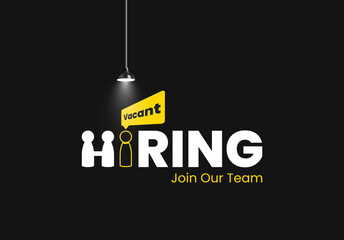 We are hiring to join the team announcement, hiring recruitment open vacancy design. we are hiring creative post.	