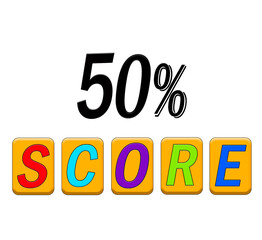 Fifty percent score sign illustration isolated with white background.