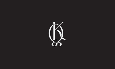 QK, KQ , Q , K , Abstract Letters Logo Monogram	
