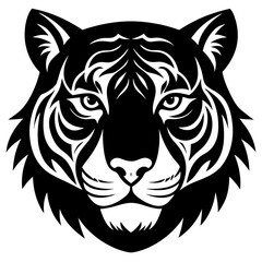 a tiger face silhouette vector on white background