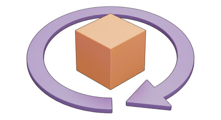 Isolated Box with Rotation Arrow