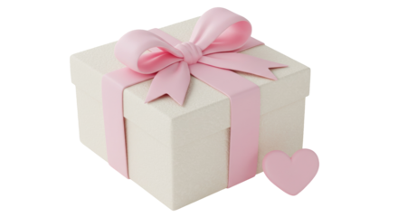 Isolated white gift box with pink ribbon
