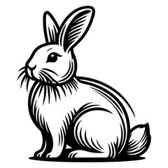 Rabbit Black And White Outline Vector