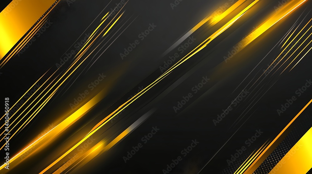 Poster abstract design featuring dynamic diagonal lines in black and yellow, creating a sense of movement a
