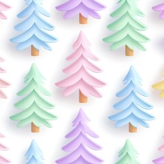 Obraz premium Colorful Christmas Trees Pattern for Festive Holiday Decor