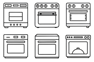 oven line art modern cooking appliance design illustration