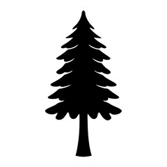 douglas fir tree silhouettes - black douglas fir tree, isolated transparent background