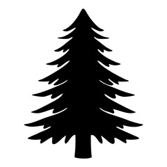Elegant silhouette of a coniferous evergreen tree with layered branches forming triangle