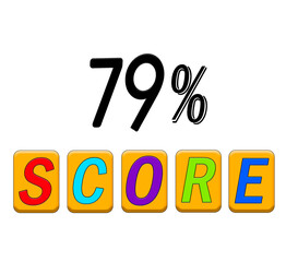 79% score sign illustration isolated on white background.