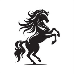 Stylized Rearing Horse Logo in Black and White Vector Design