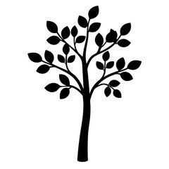 Obraz premium Silhouette of a tree with leaves on a white background vector