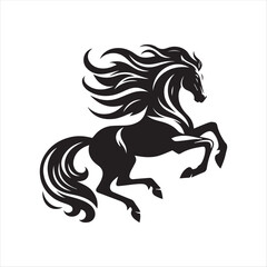 Stylized Rearing Horse Logo in Black and White Vector Design