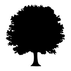 Black silhouette of a tree against a white background perfect for designs