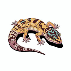 Naklejka premium Colorful Leopard Gecko with Bold Pattern Design