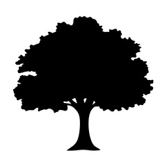 A solitary black tree silhouette against a plain white background image